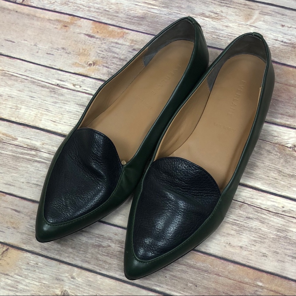 EVERLANE The modern loafer flat | black & green